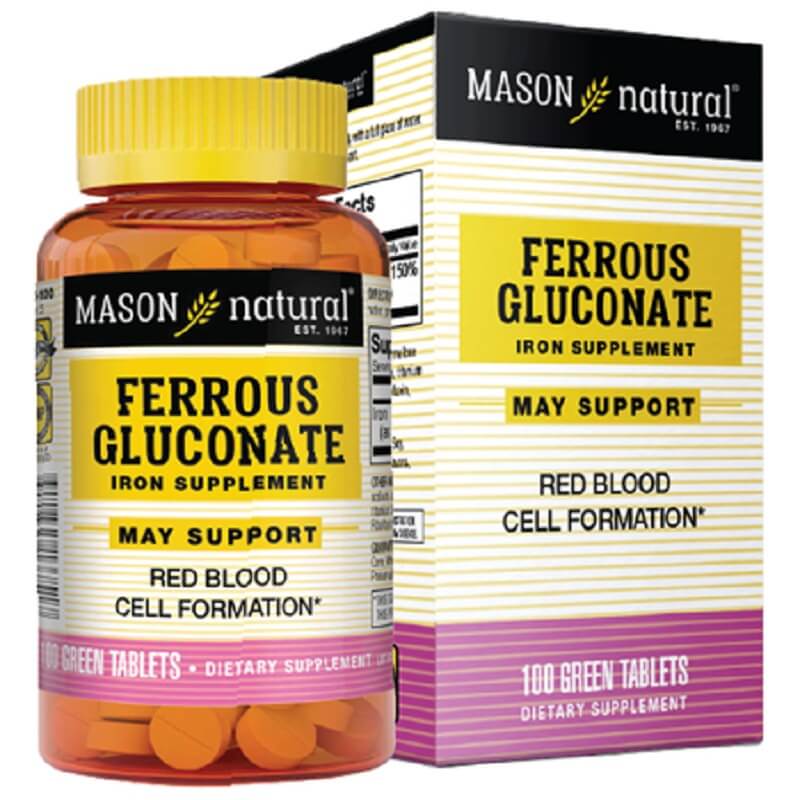 Mason Natural Ferrouse Gluconate - Bổ máu, sản sinh tế bào hồng cầu