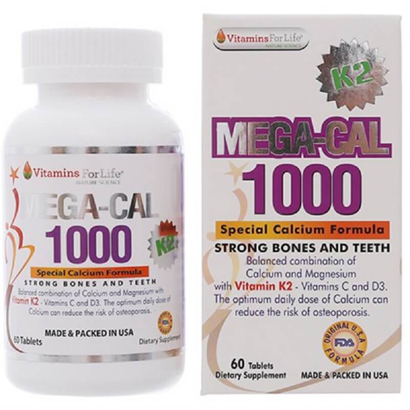 Mega Cal K2 - Cung cấp Vitamin, Canxi chống loãng xương