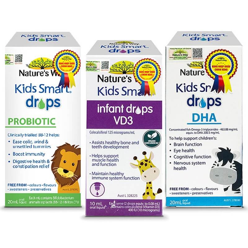 Bộ 3 Nature's Way giúp bổ sung DHA, Probiotic, VD3