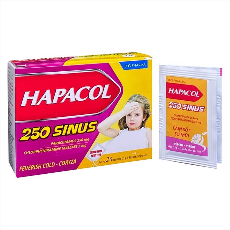 Hapacol 250 Sinus - Điều trị cảm sốt, nhức đầu, đau nhức cơ